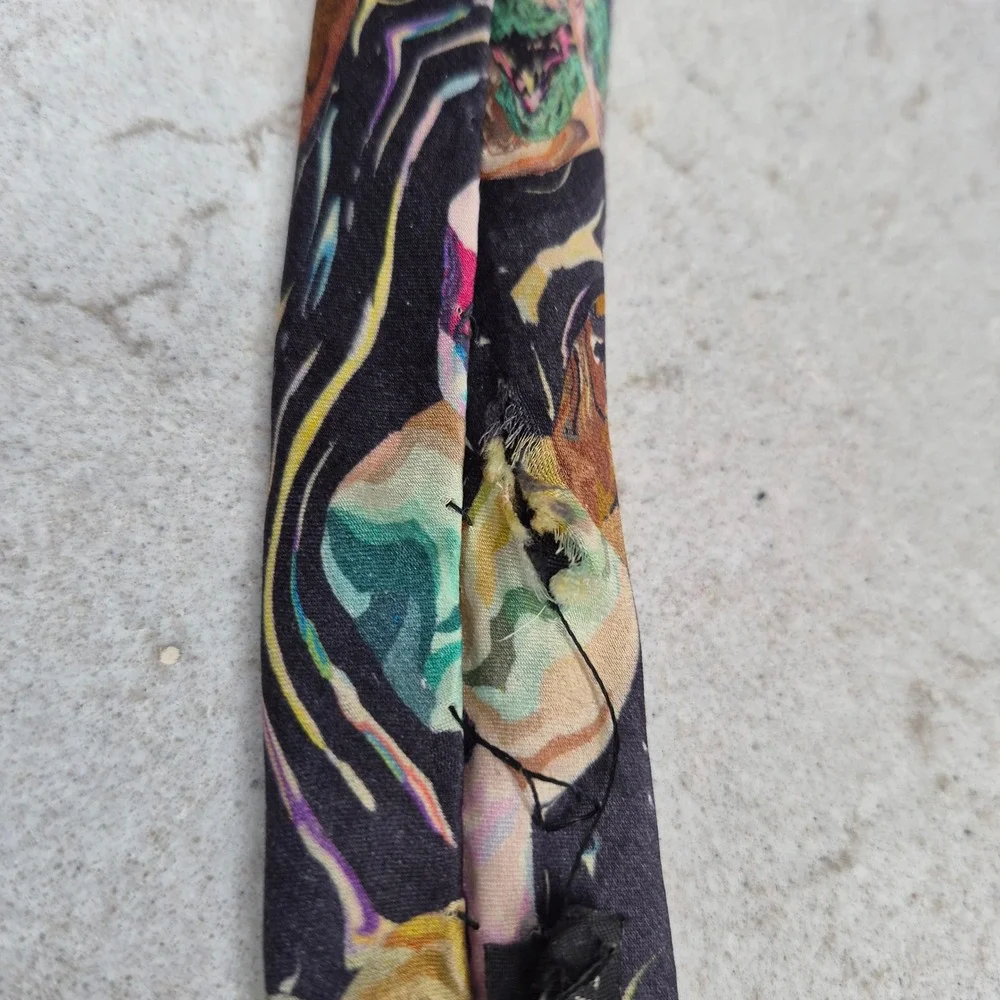 Brioni‎ Necktie Abstract Psychedelic Marbled Silk Multicolor Mens